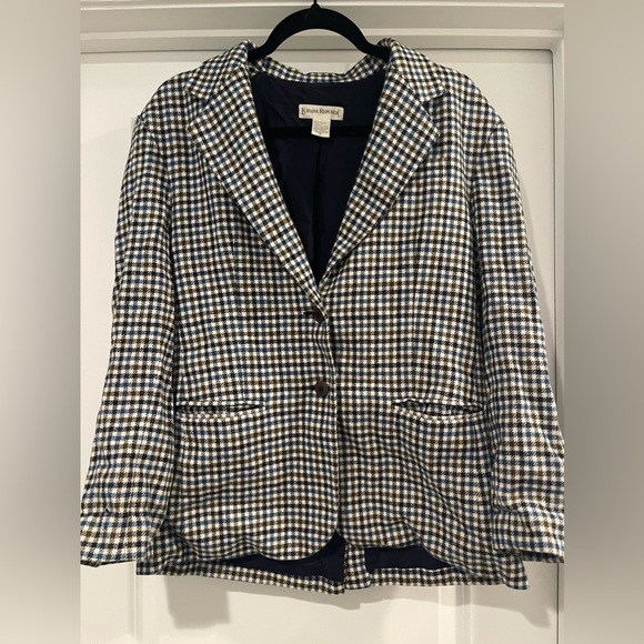 Banana Republic Blazer Shell 100%wool blue brown white size s - Picture 1 of 5